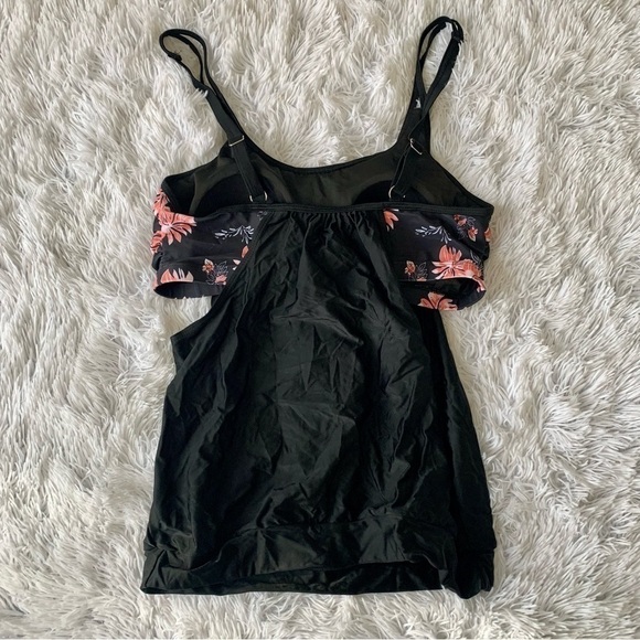 Nwot Two Piece Tankini Built in Bra Floral Waist Tie Swimsuit Bikini - Picture 9 of 16